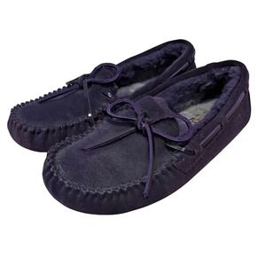 UGG Australia Womens Purple Suede Sheepskin Lined Moccasin Slippers Shoes Size 6